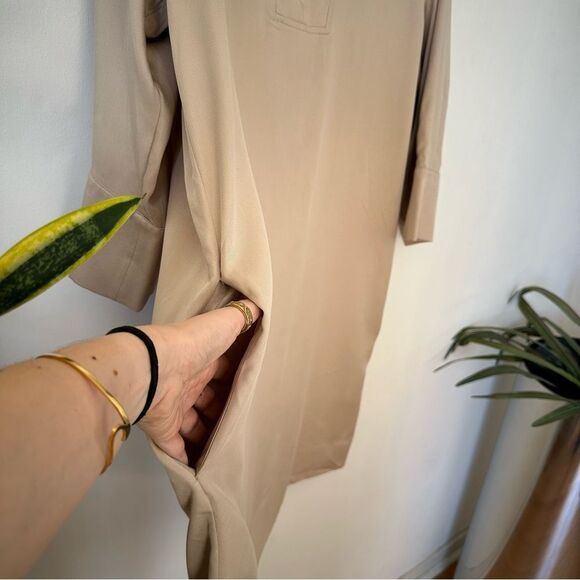 NWT COS Lyocell Utility Long Sleeve Dress in Beige Size 12 - Picture 8 of 10